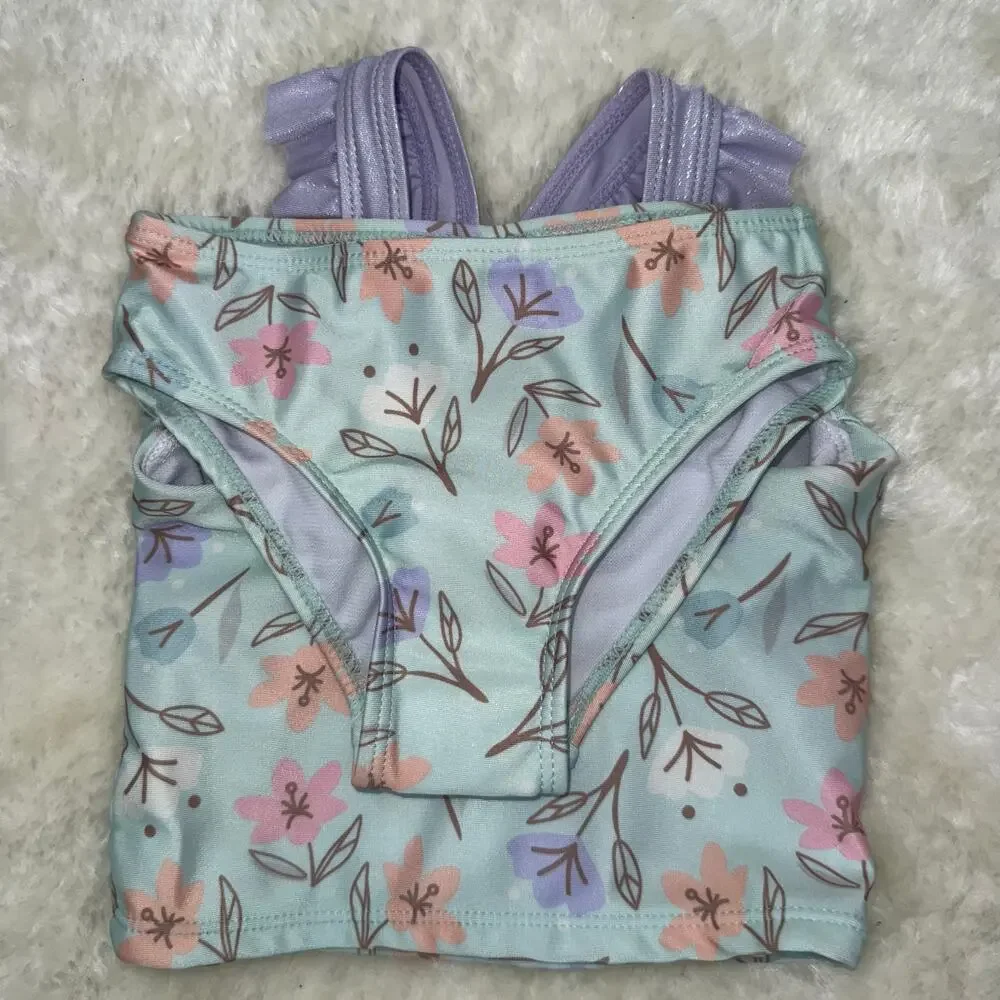 NWOT Disney Frozen Elsa Toddler 2-Piece Ruffled Swimwear 2T